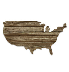 USA map old rustic timber cutout