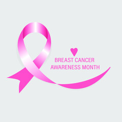 Fototapeta premium Breast cancer day concept. Pink ribbon. Two female breasts. Women's diseases. Wrestling. Suitable for specialized illustrations.