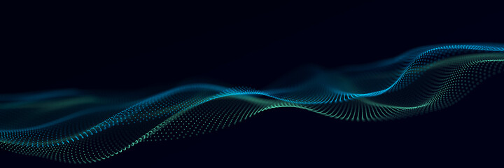 Abstract wave of musical sounds. Smooth information transfer. 3D rendering.