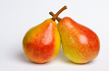 two pears on a white background