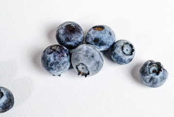 a lot of blueberries on a white background