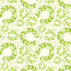 Green Leaves Wreath Pattern Design