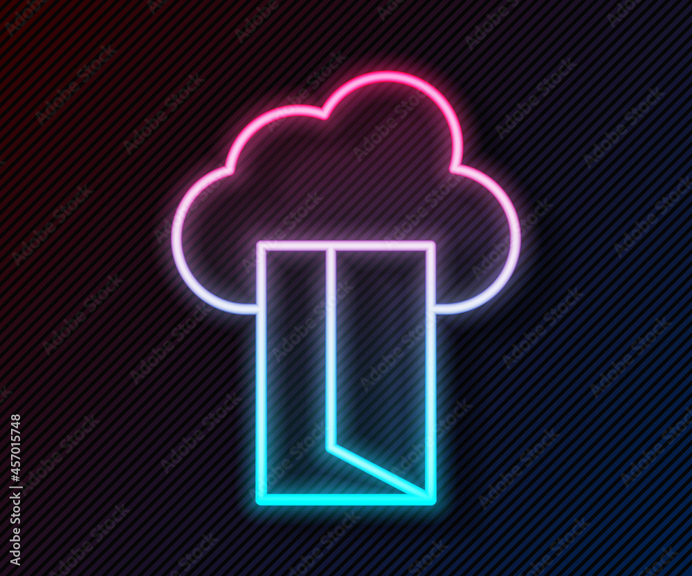 Poster glowing neon line cloud database icon isolated on black background. cloud computing concept. digital