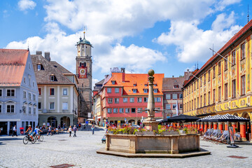 Sankt Martin Kirche und Marktplatz, Memmingen, Bayern, Deutschland 