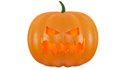 Pumpkin isolated on a white background, 3d render. Scary Jack O Lantern halloween pumpkin. Halloween design