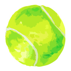 Vector watercolor illustration of green tennis ball - 457017781