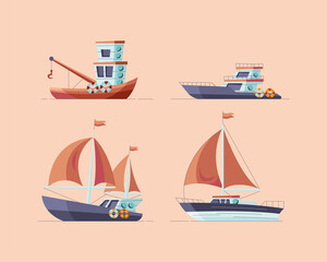 Ships and boats icon set