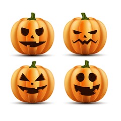 collection realistic halloween pumpkin vector design illustration