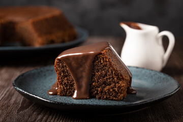 Delicious slice of chocolate cake.