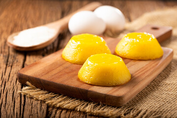 Quindim. Traditional Portuguese egg-based dessert.