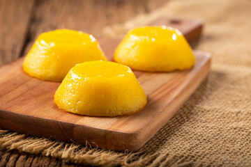 Quindim. Traditional Portuguese egg-based dessert.