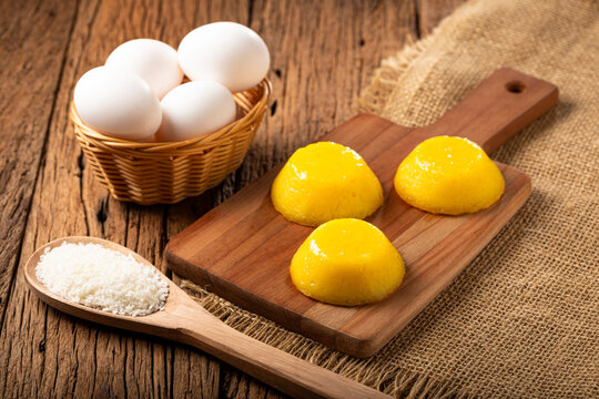 Quindim. Traditional Portuguese egg-based dessert.