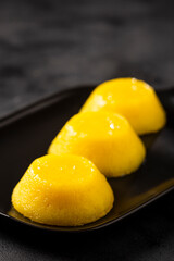 Quindim. Traditional Portuguese egg-based dessert.