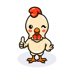 Fototapeta premium Cute little rooster cartoon giving thumb up