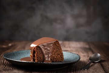 Delicious slice of chocolate cake.