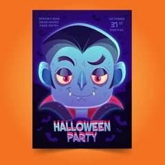 flat halloween party flyer template vector design illustration