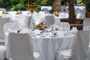 Tables setting for an event party or wedding reception