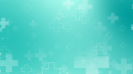Obraz premium Abstract medical green blue cross pattern background.