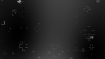 Medical health cross neon light shapes pattern on black background. Abstract healthcare with coronavirus infected deaths case concept.