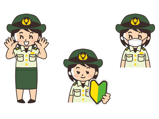自衛隊員の女性　求人募集　初心者マーク　マスク着用