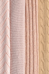 Texture of different knitted fabric as background