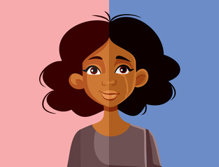 Sad and Happy Expressions of a Young Woman Vector Illustration