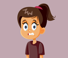 Little Girl Cringe Face Vector Cartoon