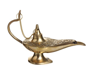 Fototapeta na wymiar Aladdin lamp of wishes on white background