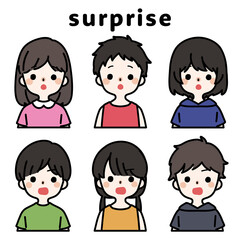 人物イラストセット_子供_驚く