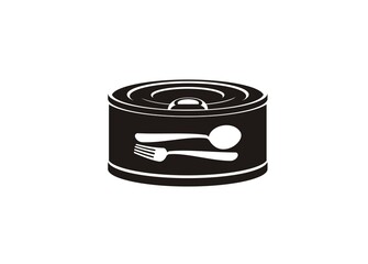 Canned food. Simple illustration in black and white.
