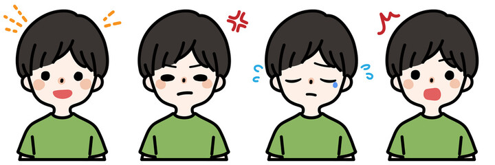 人物表情セット_私服の男の子