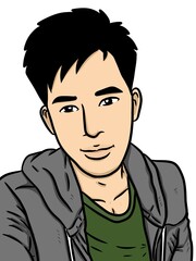 cute man cartoon on white background