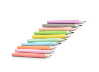 Different colorful markers on white background