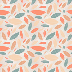Seamless pattern with colorful leaves in pastel colors for autumn. 