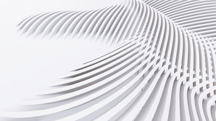 Abstract Curved Shapes. White Circular Background.