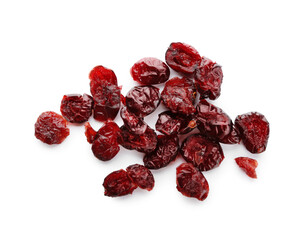 Tasty dried cranberries on white background