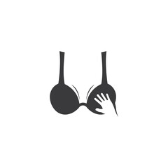Cute Sex shop logo and badge design template. Sexy label. Vector xxx elements. Adult store symbol, icon - boobs.Woman's breast love.