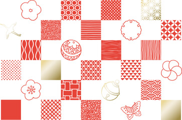 柄入り市松模様(主線・金あり)