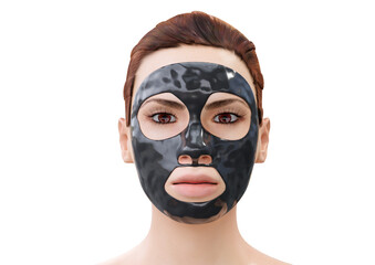 Woman relaxing with a charcoal facial mask