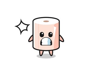 tissue roll character cartoon with shocked gesture