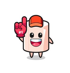 tissue roll illustration cartoon with number 1 fans glove