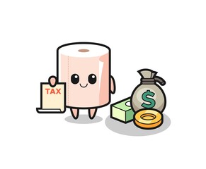 Character cartoon of tissue roll as a accountant