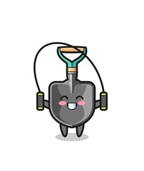 shovel character cartoon with skipping rope