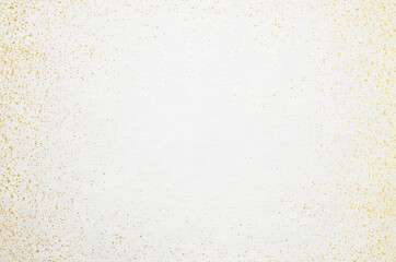 Gold leaf glitter pattern washi paper texture background. Sparkly glittering gold frame on white washi paper.