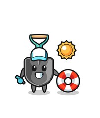 Fototapeta premium Cartoon mascot of shovel as a beach guard