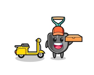 Character Illustration of shovel as a pizza deliveryman