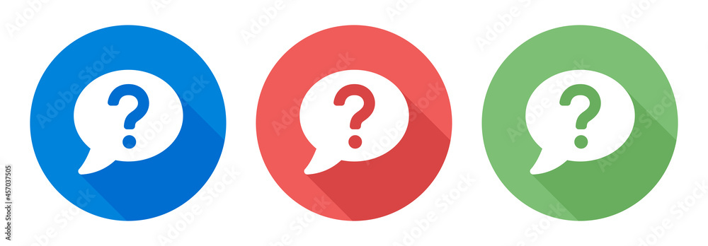 Aufkleber question mark set on shadow circle design. chat question icon.