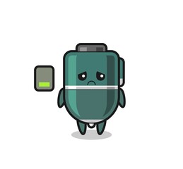 ballpoint pen mascot character doing a tired gesture