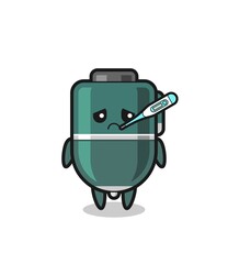 ballpoint pen mascot character with fever condition