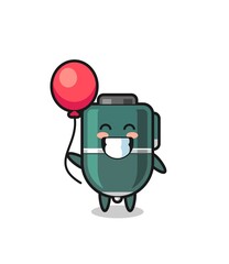 ballpoint pen mascot illustration is playing balloon